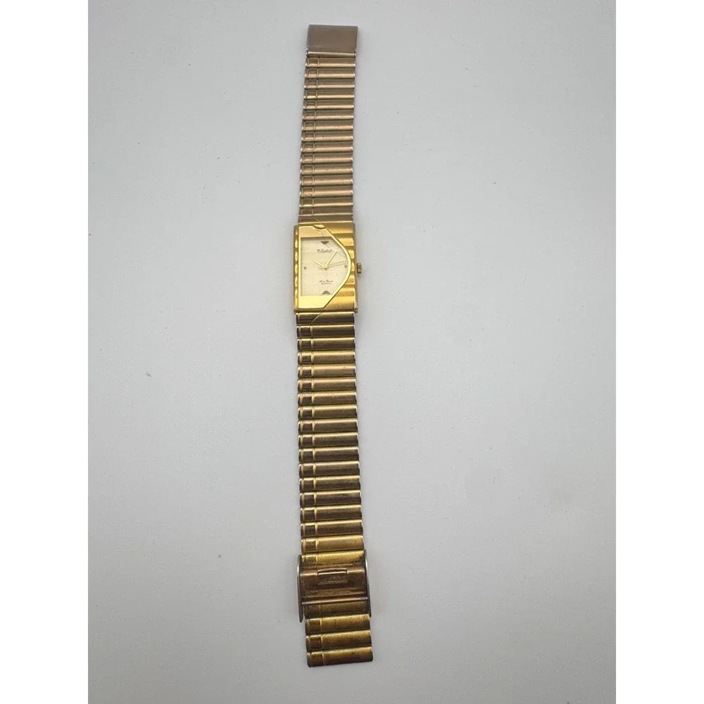Vintage WORKING Lucien Piccard DuFonte Watch Half Moon Cracked READ